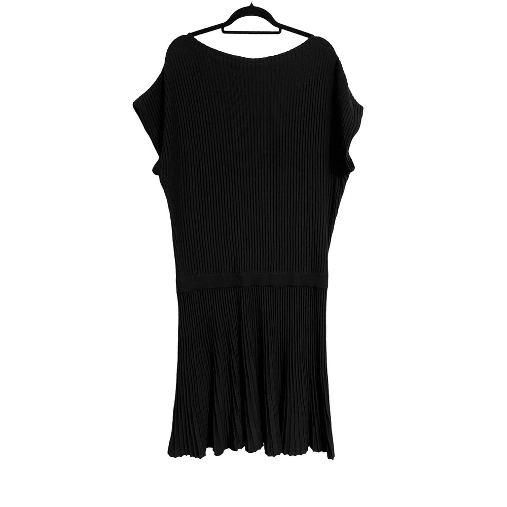 Maeve Anthropologie Black Ribbed Knit Accordian Dress Short Sleeve XL‎ - Picture 10 of 10